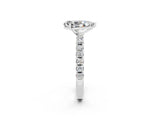 White gold Pear Cut Moissanite Solitaire Pavé Band with Four-Prong Setting_2