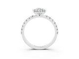 White gold Pear Cut Moissanite Solitaire Pavé Band with Four-Prong Setting_3