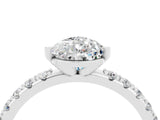 White gold Pear Cut Moissanite Solitaire Pavé Band with Four-Prong Setting_4