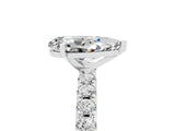 White gold Pear Cut Moissanite Solitaire Pavé Band with Four-Prong Setting_5