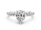 White gold Pear Cut Moissanite Solitaire Pavé Engagement Ring with Four-Prong Setting_12