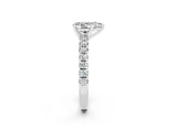 White gold Pear Cut Moissanite Solitaire Pavé Engagement Ring with Four-Prong Setting_14