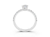 White gold Pear Cut Moissanite Solitaire Pavé Engagement Ring with Four-Prong Setting_15