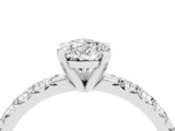 White gold Pear Cut Moissanite Solitaire Pavé Engagement Ring with Four-Prong Setting_16