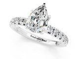 White gold Pear Cut Moissanite Solitaire Pavé Engagement Ring with Round Band and Prong Setting_13