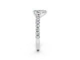 White gold Pear Cut Moissanite Solitaire Pavé Engagement Ring with Round Band and Prong Setting_14