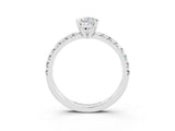 White gold Pear Cut Moissanite Solitaire Pavé Engagement Ring with Round Band and Prong Setting_15