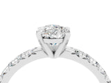 White gold Pear Cut Moissanite Solitaire Pavé Engagement Ring with Round Band and Prong Setting_16