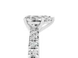 White gold Pear Cut Moissanite Solitaire Pavé Engagement Ring with Round Band and Prong Setting_17