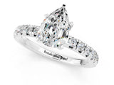 White gold Pear Cut Moissanite Solitaire Pavé Engagement Ring with Round Band and Prong Setting_79