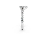White gold Pear Cut Moissanite Solitaire Pavé Engagement Ring with Round Band and Prong Setting_80