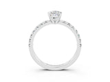 White gold Pear Cut Moissanite Solitaire Pavé Engagement Ring with Round Band and Prong Setting_81