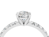White gold Pear Cut Moissanite Solitaire Pavé Engagement Ring with Round Band and Prong Setting_83