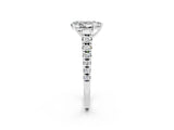 White gold Pear Cut Moissanite Solitaire Ring with Cathedral Setting and Pavé Band_2