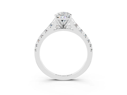 White gold Pear Cut Moissanite Solitaire Ring with Cathedral Setting and Pavé Band_3