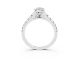 White gold Pear Cut Moissanite Solitaire Ring with Cathedral Setting and Pavé Band_3