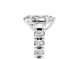 White gold Pear Cut Moissanite Solitaire Ring with Cathedral Setting and Pavé Band_5