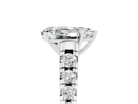 White gold Pear Cut Moissanite Solitaire Ring with Cathedral Setting and Pavé Band_5