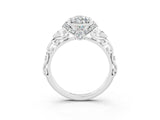 White gold Pear Cut Moissanite Solitaire Ring with Filigree Band and Four-Prong Setting_67