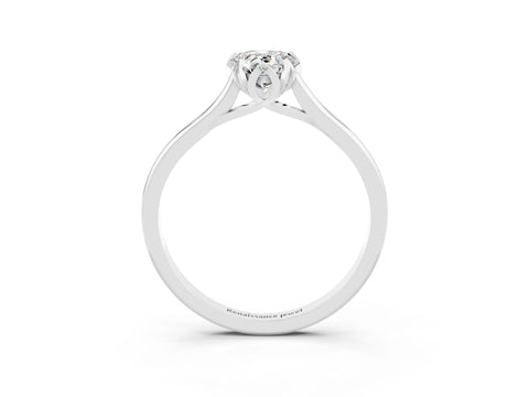 White gold Pear Cut Moissanite Solitaire Ring with Flower Prong Setting and Classic Band_15