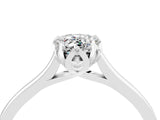 White gold Pear Cut Moissanite Solitaire Ring with Flower Prong Setting and Classic Band_52