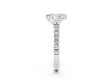 White gold Pear Cut Moissanite Solitaire Ring with Pavé Accents and Four-Prong Setting_2