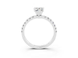 White gold Pear Cut Moissanite Solitaire Ring with Pavé Accents and Four-Prong Setting_3