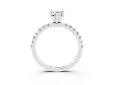 White gold Pear Cut Moissanite Solitaire Ring with Pavé Accents and Four-Prong Setting_3