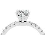 White gold Pear Cut Moissanite Solitaire Ring with Pavé Accents and Four-Prong Setting_4