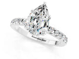 White gold Pear Cut Moissanite Solitaire Ring with Pavé Band and Four-Prong Setting_25