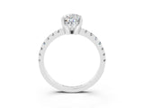 White gold Pear Cut Moissanite Solitaire Ring with Pavé Band and Four-Prong Setting_27