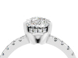 White gold Pear Cut Moissanite Solitaire Ring with Pavé Band and Four-Prong Setting_28