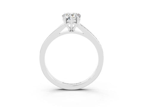 White gold Pear Cut Moissanite Solitaire Ring with Pavé Band and Prong Setting_3