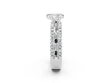 White gold Pear Cut Moissanite Solitaire Ring with Pavé and Channel Set Band_2