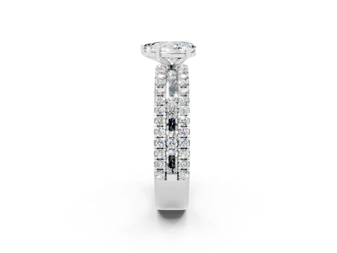 White gold Pear Cut Moissanite Solitaire Ring with Pavé and Channel Set Band_2