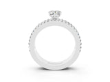 White gold Pear Cut Moissanite Solitaire Ring with Pavé and Channel Set Band_3