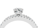White gold Pear Cut Moissanite Solitaire Ring with Pavé and Channel Set Band_4