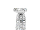 White gold Pear Cut Moissanite Solitaire Ring with Pavé and Channel Set Band_5