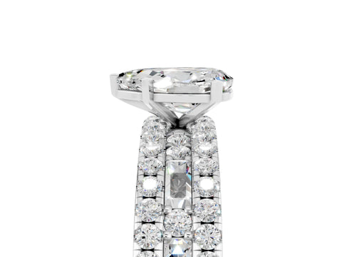 White gold Pear Cut Moissanite Solitaire Ring with Pavé and Channel Set Band_5