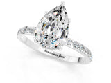 White gold Pear Cut Moissanite Solitaire Ring with Pave Band and Four Prong Setting_25