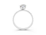 White gold Pear Cut Moissanite Solitaire Ring with Pave Band and Four Prong Setting_27