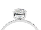 White gold Pear Cut Moissanite Solitaire Ring with Pave Band and Four Prong Setting_28