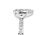 White gold Pear Cut Moissanite Solitaire Ring with Pave Band and Four Prong Setting_29