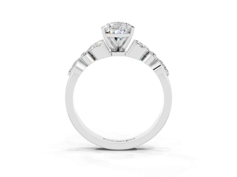 White gold Pear Cut Moissanite Solitaire Ring with Side Stones and Four-Prong Setting_39