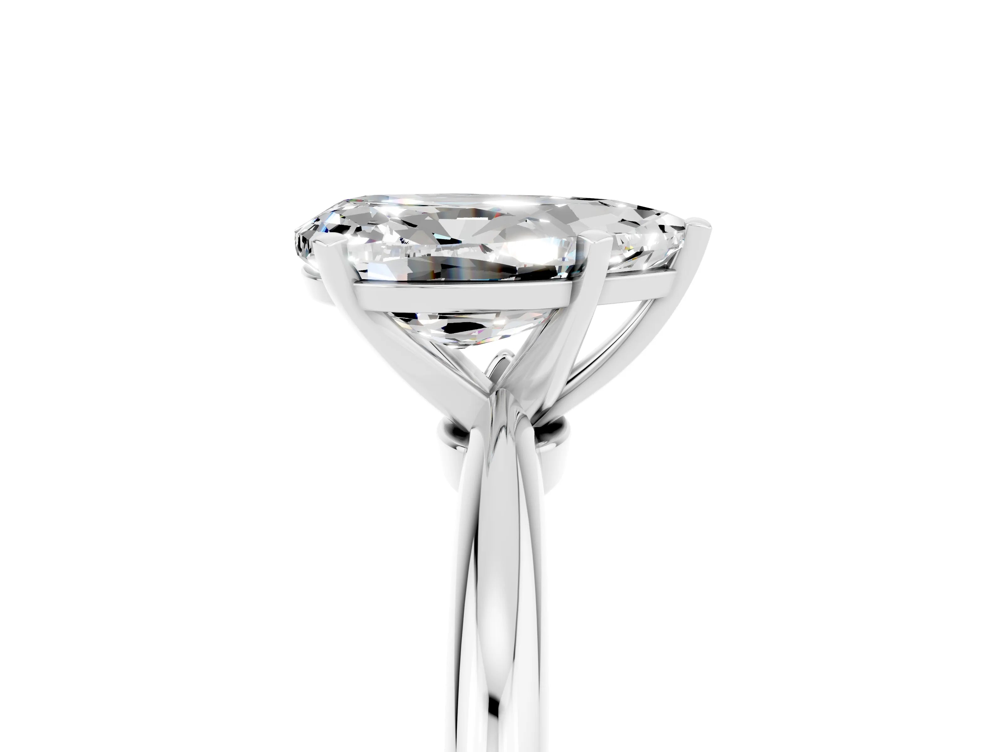 White gold Pear Cut Moissanite Solitaire Ring with Six-Prong Setting and Classic Band_5
