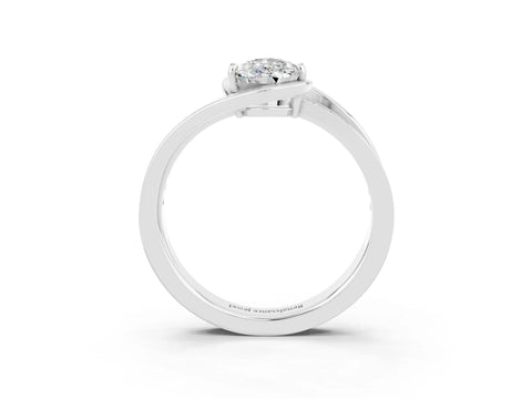 White gold Pear Cut Moissanite Solitaire Ring with Split Shank and Prong Setting_3