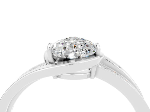 White gold Pear Cut Moissanite Solitaire Ring with Split Shank and Prong Setting_4