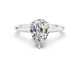 White gold Pear Cut Moissanite Solitaire Ring with Thin Band and Four-Prong Setting_12