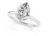 White gold Pear Cut Moissanite Solitaire Ring with Thin Band and Four-Prong Setting_13