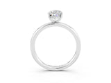 White gold Pear Cut Moissanite Solitaire Ring with Thin Band and Four-Prong Setting_15